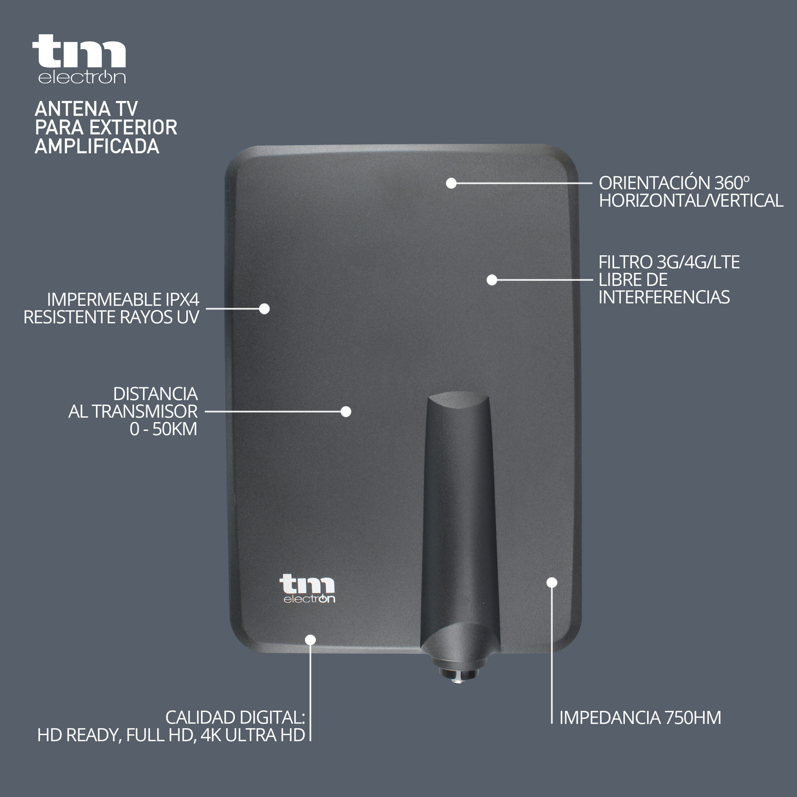 ANT-266 Antena exterior amplificada para recepción de Tv TDT