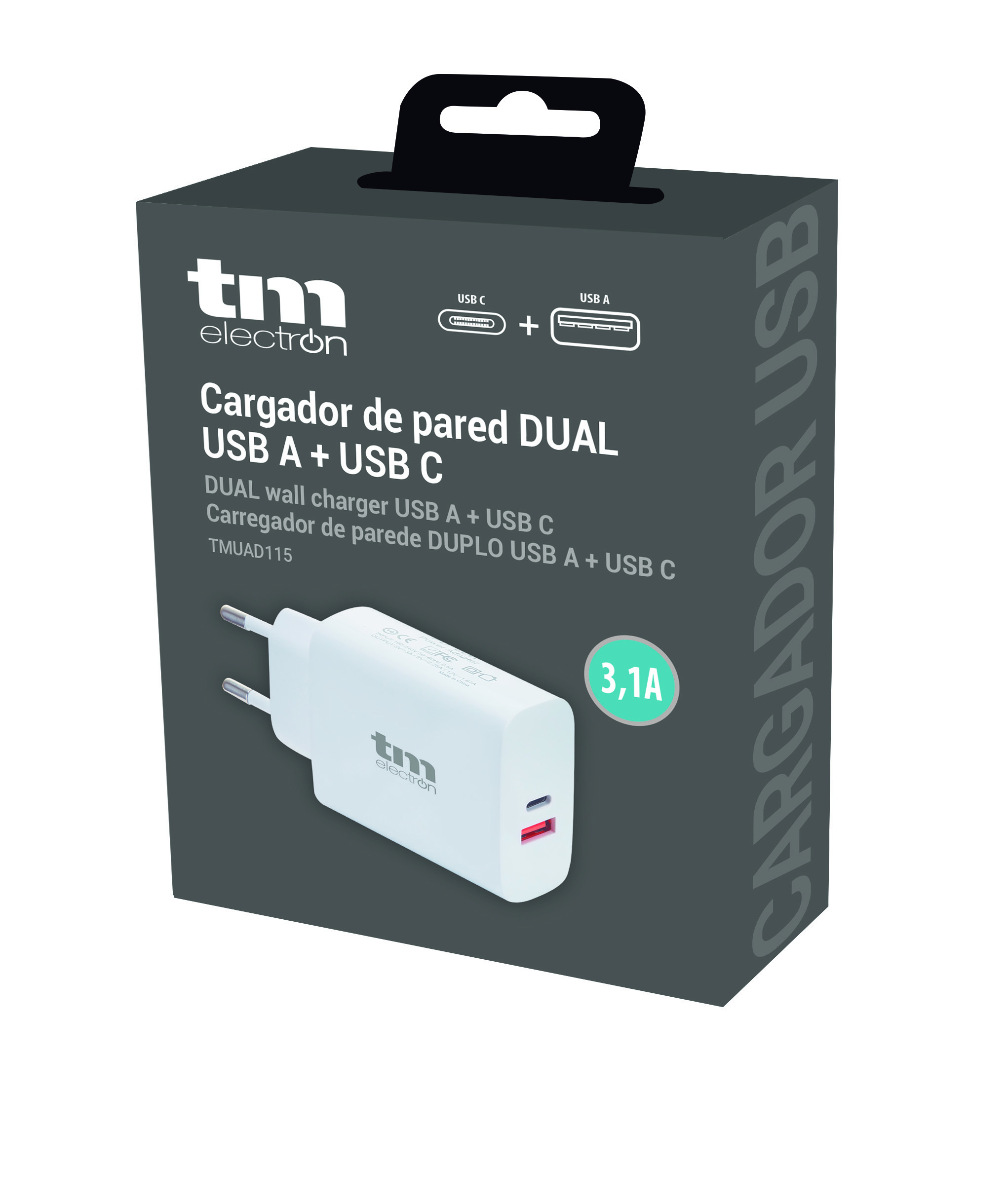 Cargador de pared DUAL USB A+USB C