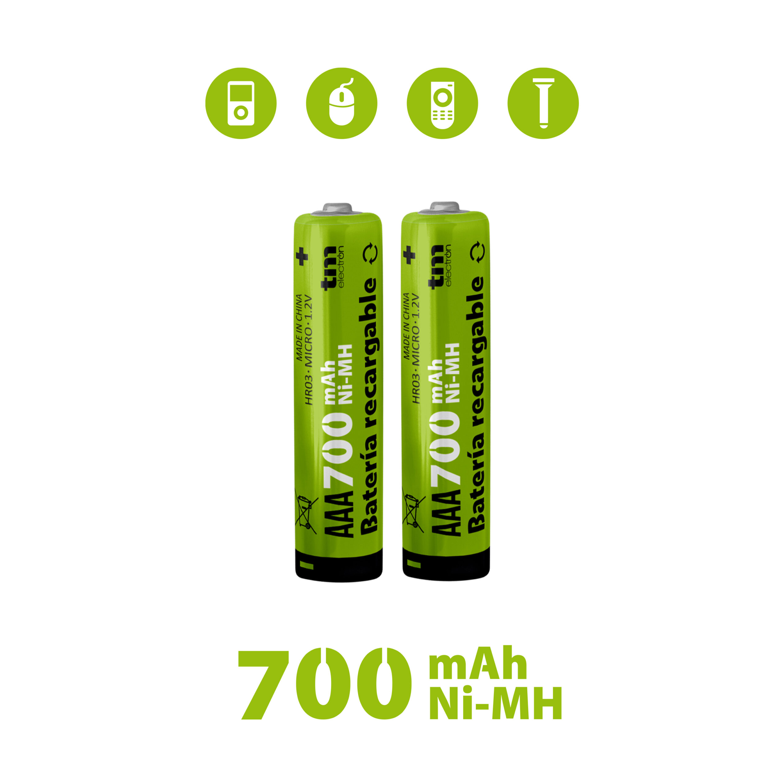 24 pilas recargables AAA, baterías AAA recargables NiMH de 1.2 V, baterías  triple A de 700 mAh